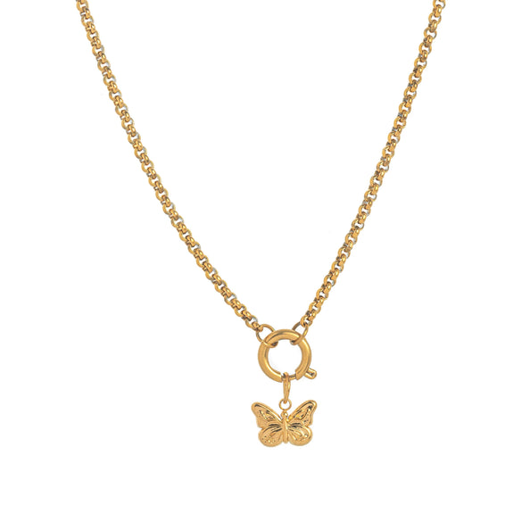 Stainless Steel Fashion Animal Series Geometric Pendant Necklace With Furnace Vacuum Plating 18K Gold Color
