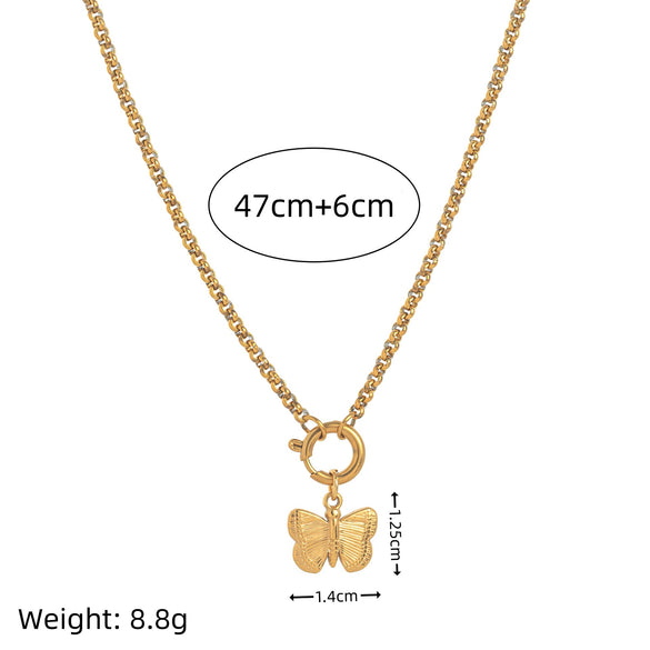 Stainless Steel Fashion Animal Series Geometric Pendant Necklace With Furnace Vacuum Plating 18K Gold Color