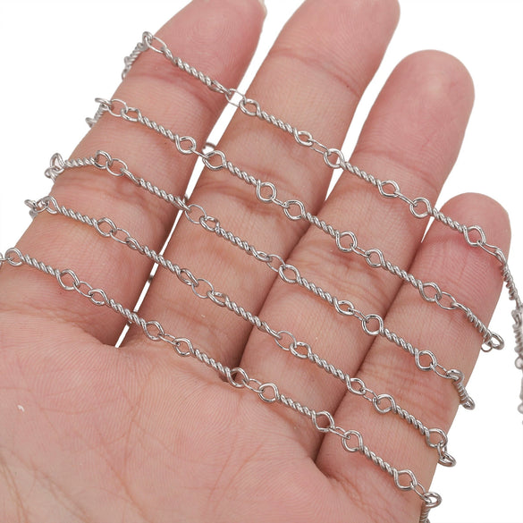 Stainless Steel Fashion Bean Chain Twist Stick Chain Jewelry Accessories For Diy Necklace Bracelet With Electroplating Treatment