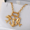 316L Stainless Steel Fashion Dolphin Fourleaf Clover Elephant Pendant Jewelry Accessories With Electroplating
