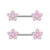 Stainless Steel Fashion Flower Peach Heart Microinlaid Zircon Nipple Ring Jewelry For Women Sold In Pairs
