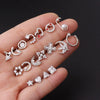 Stainless Steel Fashion Geometric Electroplated Zircon Ear Bone Puncture Earrings For Women