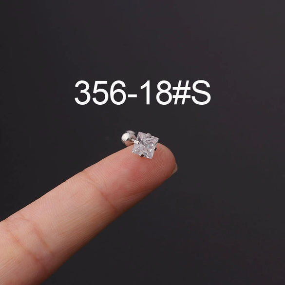 Stainless Steel Fashion Geometric Electroplated Zircon Ear Bone Puncture Earrings For Women