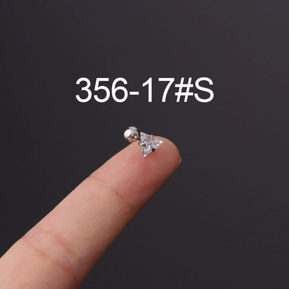 Stainless Steel Fashion Geometric Electroplated Zircon Ear Bone Puncture Earrings For Women