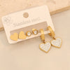Stainless Steel Fashion Geometric Heart Shape Drop Shape Diamond Earrings With Love Flower Moon Butterfly Design