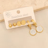 Stainless Steel Fashion Geometric Heart Shape Drop Shape Diamond Earrings With Love Flower Moon Butterfly Design