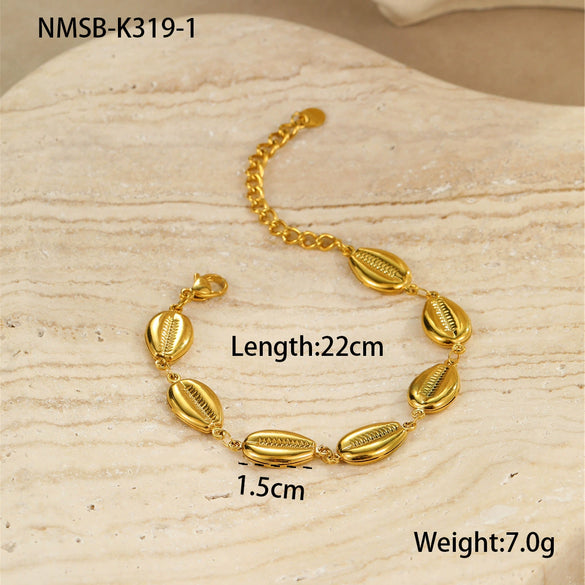 Stainless Steel Fashion Geometric Style Bracelet With Hollow Starfish Shell Heart Pattern And Electroplating Process For Women