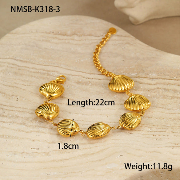 Stainless Steel Fashion Geometric Style Bracelet With Hollow Starfish Shell Heart Pattern And Electroplating Process For Women