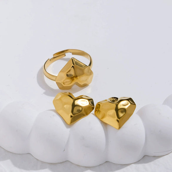 Stainless Steel Fashion Love Embossed Earrings With Electroplating Treatment