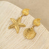 Stainless Steel Fashion Minimalist Geometric Star Earrings With Electroplating For Women