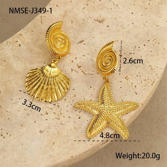 Stainless Steel Fashion Minimalist Geometric Star Earrings With Electroplating For Women