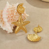 Stainless Steel Fashion Minimalist Geometric Star Earrings With Electroplating For Women