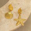 Stainless Steel Fashion Minimalist Geometric Star Earrings With Electroplating For Women