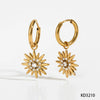 Stainless Steel Fashion Ol Creative Design Sun Zircon Pendant Earrings With Electroplating