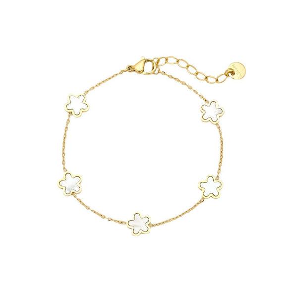 Stainless Steel Fashion Ol Style Fiveleaf Petals Fritillaria Bracelet With Electroplating