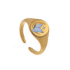 Stainless Steel Fashion Ring With Heart Shape Lion Mermaid Pattern Furnace Vacuum Plating