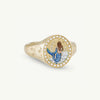 Stainless Steel Fashion Ring With Heart Shape Lion Mermaid Pattern Furnace Vacuum Plating