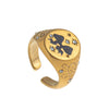 Stainless Steel Fashion Ring With Heart Shape Lion Mermaid Pattern Furnace Vacuum Plating