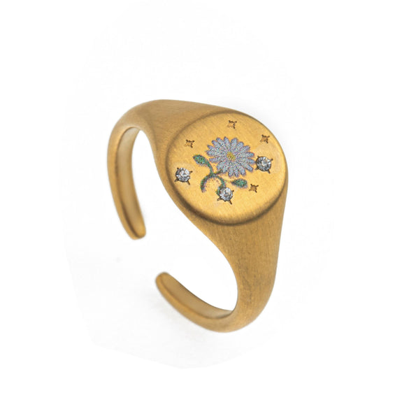 Stainless Steel Fashion Ring With Heart Shape Lion Mermaid Pattern Furnace Vacuum Plating