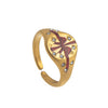 Stainless Steel Fashion Ring With Heart Shape Lion Mermaid Pattern Furnace Vacuum Plating