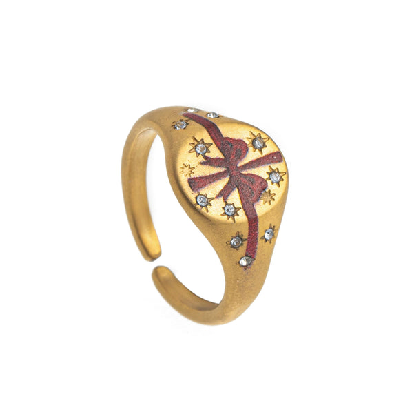 Stainless Steel Fashion Ring With Heart Shape Lion Mermaid Pattern Furnace Vacuum Plating