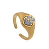 Stainless Steel Fashion Ring With Heart Shape Lion Mermaid Pattern Furnace Vacuum Plating