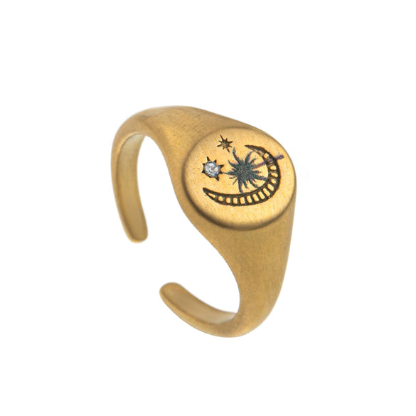 Stainless Steel Fashion Ring With Heart Shape Lion Mermaid Pattern Furnace Vacuum Plating