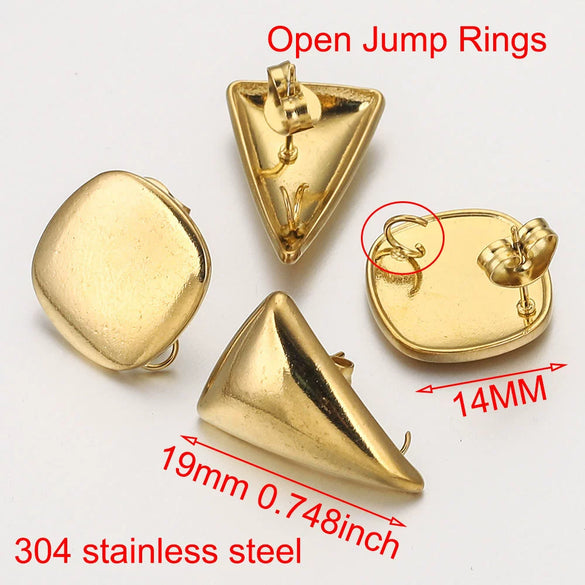 Stainless Steel Fashion Round Quadrangle Triangle Goldplated Titanium Steel Earrings Making Supplies Jewelry