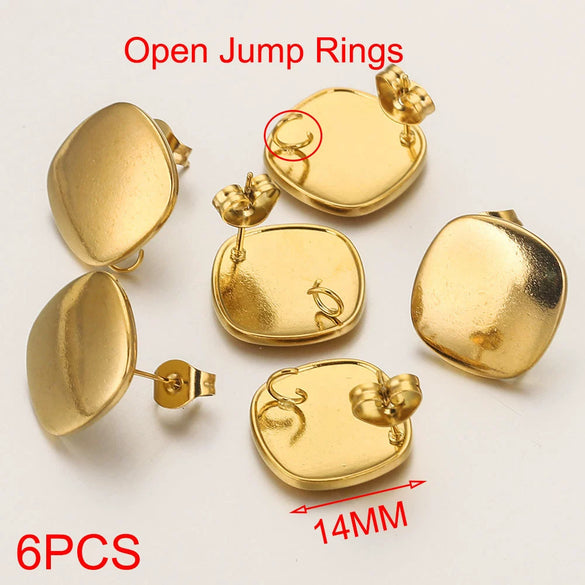 Stainless Steel Fashion Round Quadrangle Triangle Goldplated Titanium Steel Earrings Making Supplies Jewelry