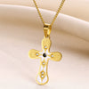 Stainless Steel Fashion Simple Style Cross Diamond Necklace Electroplated For Unisex