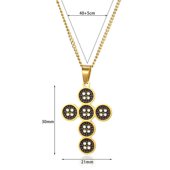 Stainless Steel Fashion Simple Style Cross Diamond Necklace Electroplated For Unisex