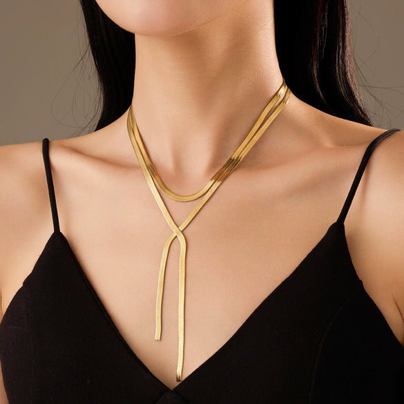 Stainless Steel Fashion Snake Chain Necklace For Women With Electroplating Treatment