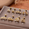 Stainless Steel Fashion Women's Earrings With Fivepointed Star Butterfly And Heart Pattern Electroplated