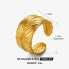 Stainless Steel Feather Hiphop Opening Adjustable Real Gold Electroplated Ring