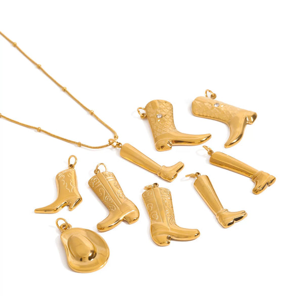 Stainless Steel Female Boots Accessories With Diamond And Totem Pattern Electroplating