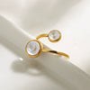 Stainless Steel Female Open Ring With Geometric Design And Electroplating Zircon Jewelry