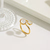 Stainless Steel Female Open Ring With Geometric Design And Electroplating Zircon Jewelry