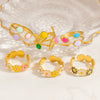 Stainless Steel Female Ring Fashion Design With Flower Pattern Electroplated