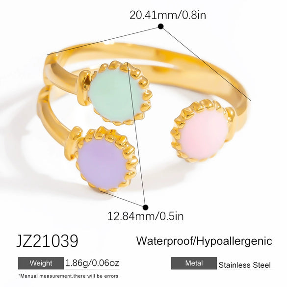 Stainless Steel Female Ring Fashion Design With Flower Pattern Electroplated