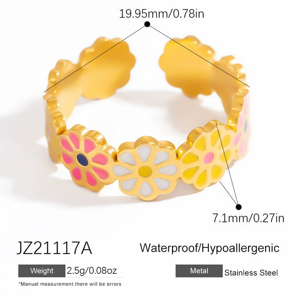 Stainless Steel Female Ring Fashion Design With Flower Pattern Electroplated
