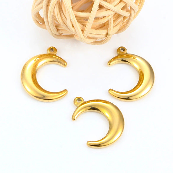 Stainless Steel Fine Polished Moon Crescent Pendant Jewelry Accessories Handmade Electroplated