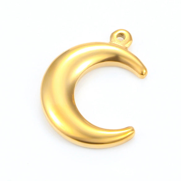 Stainless Steel Fine Polished Moon Crescent Pendant Jewelry Accessories Handmade Electroplated
