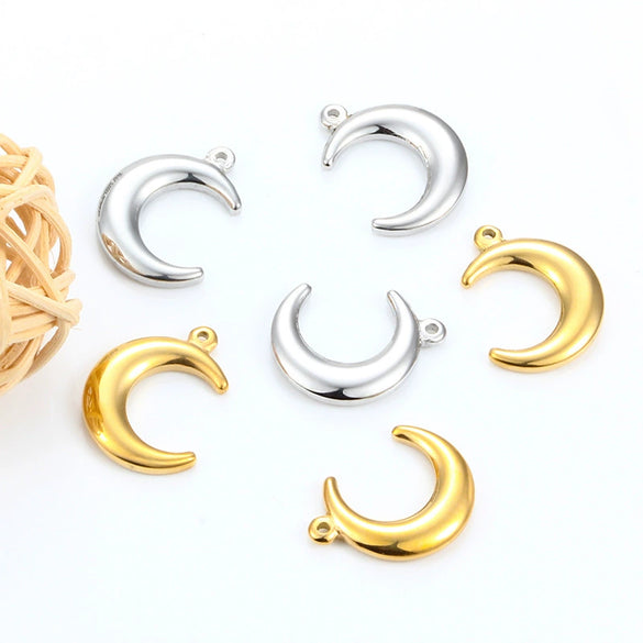 Stainless Steel Fine Polished Moon Crescent Pendant Jewelry Accessories Handmade Electroplated