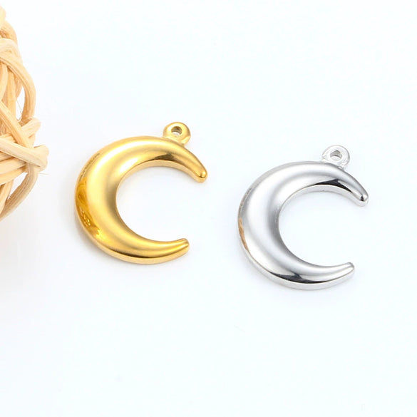 Stainless Steel Fine Polished Moon Crescent Pendant Jewelry Accessories Handmade Electroplated