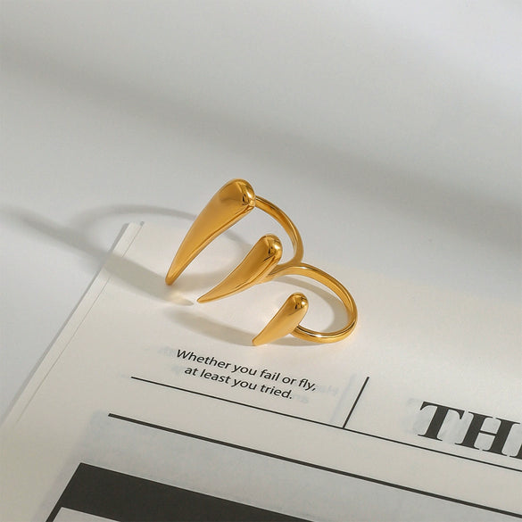 Stainless Steel Finger Exaggerated Ring Geometric Style Electroplating Women's Jewelry