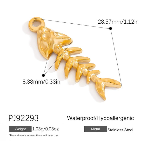 Stainless Steel Fish Bone Heart Pendant Jewelry For Small Animals Sports Style Electroplated