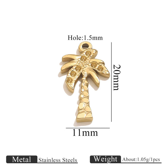 Stainless Steel Fish Crab Coconut Tree Pendant Jewelry Accessories Handmade Electroplated