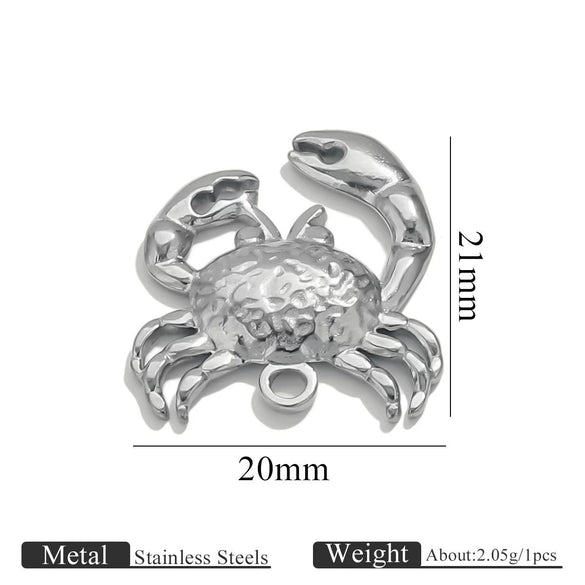 Stainless Steel Fish Crab Coconut Tree Pendant Jewelry Accessories Handmade Electroplated