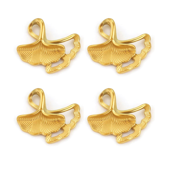 Stainless Steel Fish Ginkgo Leaf Pendant Jewelry Necklace Vacuum Plating Electroplating