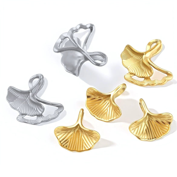Stainless Steel Fish Ginkgo Leaf Pendant Jewelry Necklace Vacuum Plating Electroplating